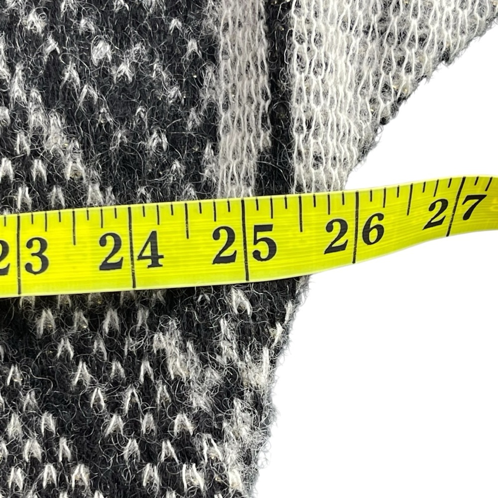 Vintage 80's Black/Grey/Gold Pattern Mohair High Neck Button Front Cardigan (M) - Picture 13 of 16